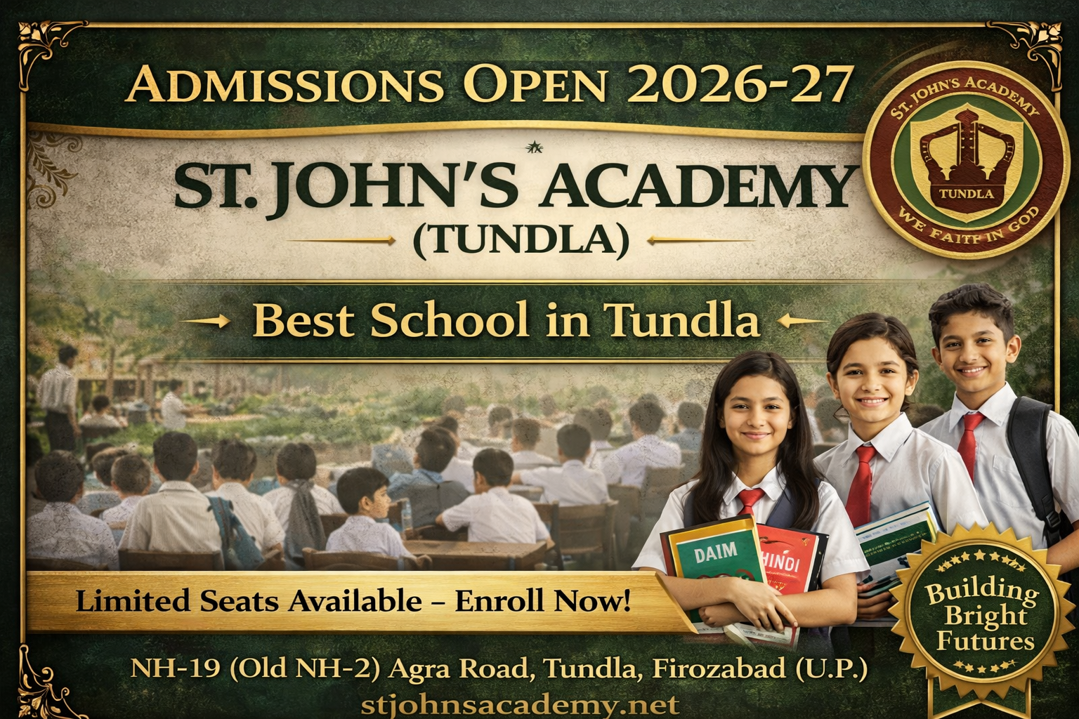 st johns academy school in tundla best school ,best education , smart class