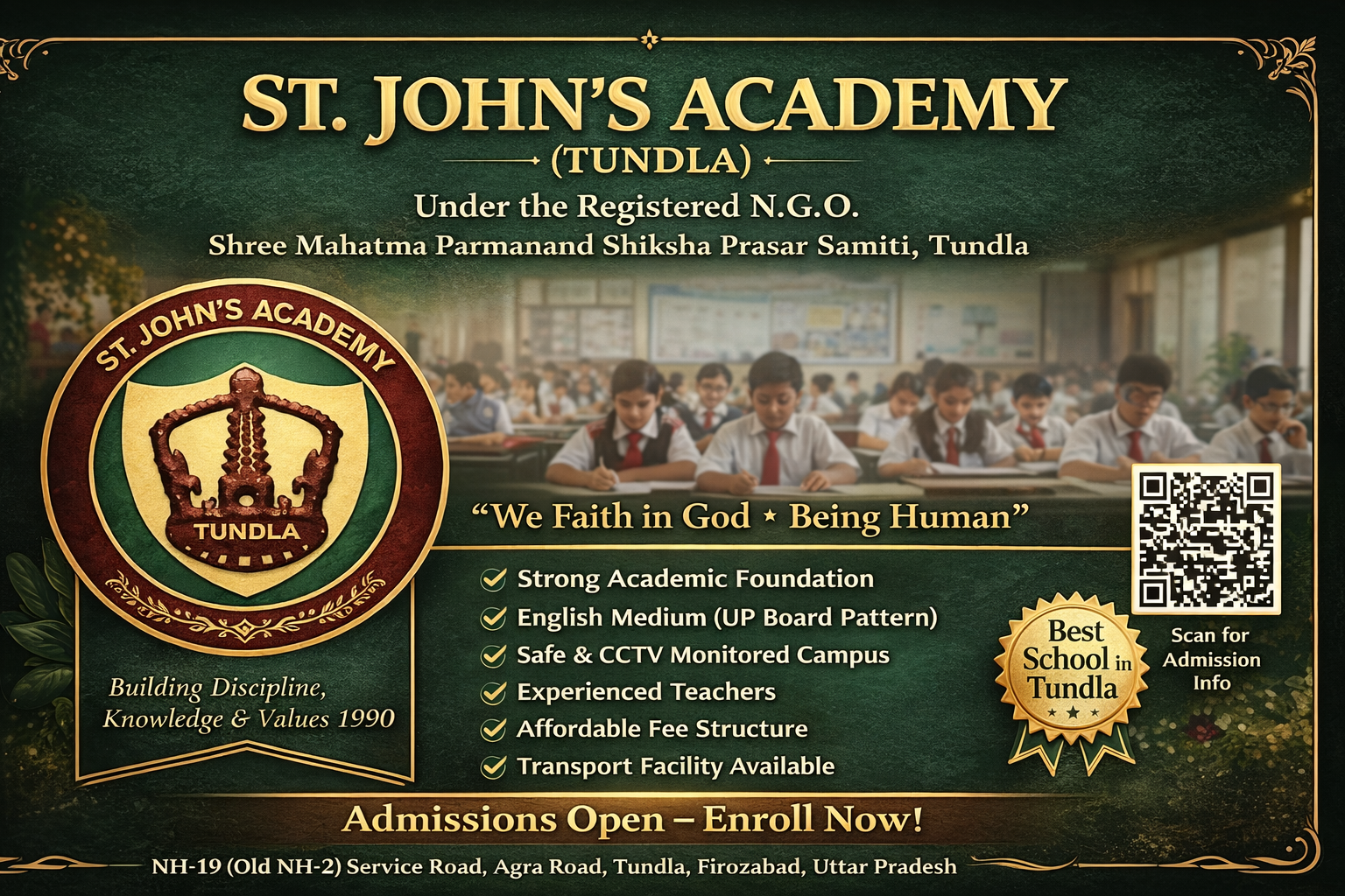 st johns academy school in tundla best school ,best education , smart class