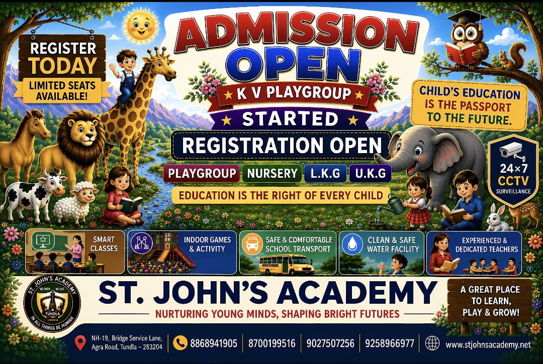 KV Playgroup Admission Open 2026-27 – Best Playgroup in Tundla for Early Learning,Best Playgroup in Tundla for 2 to 7 Year Old Kids